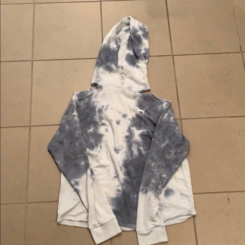 PINK tie-dye hoodie with open shoulders!